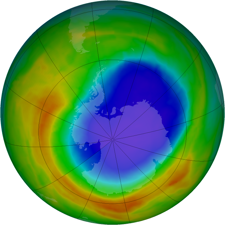 Antarctic ozone map for 18 October 2014